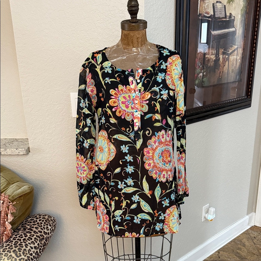 Athlete Floral Long Sleeve Swim Cover Size S